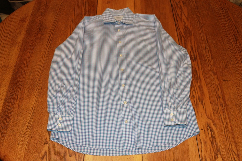 Charles Tyrwhitt Shirt Mens Medium Blue White Check Button Down Slim Fit Cotton